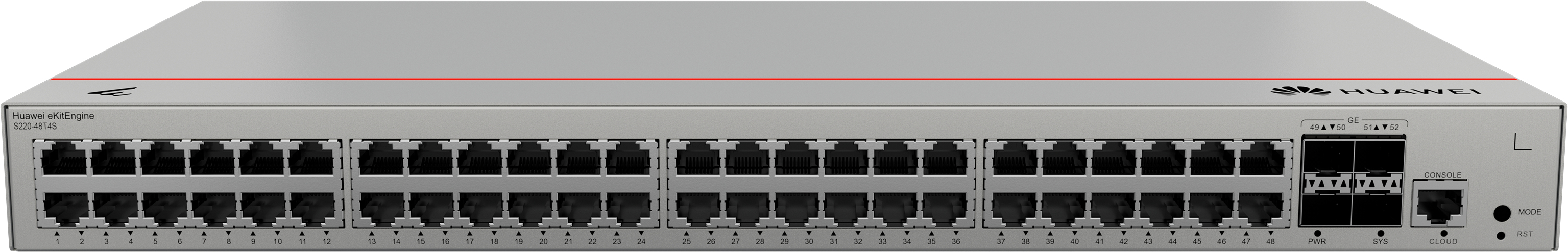 HUAWEI Switch S220-48T4S (48*10/100/1000BASE-T ports, 4*GE SFP ports, built-in AC power)