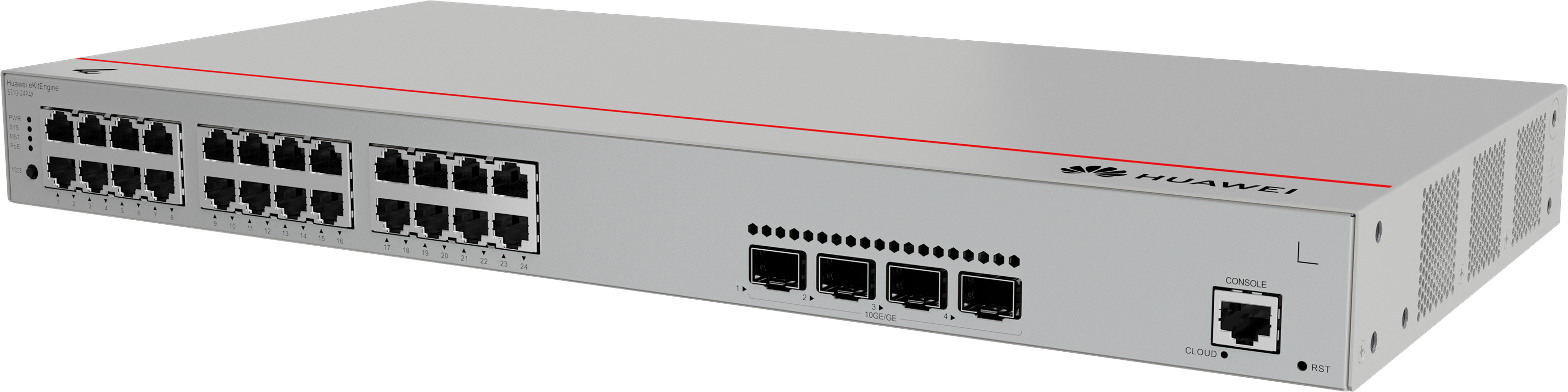 HUAWEI Switch S310-24P4X (24*10/100/1000BASE-T ports(400W PoE+), 4*10GE SFP+ ports, built-in AC power)