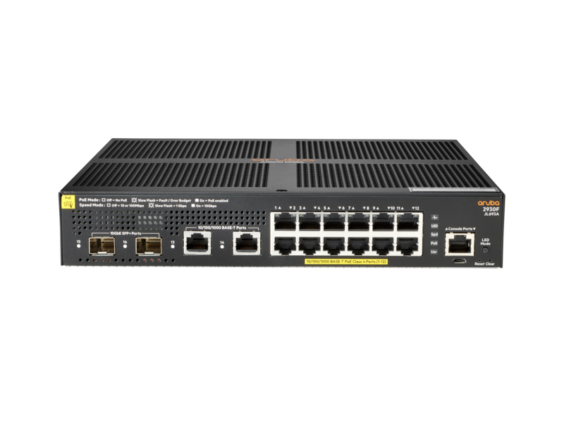 HPE Aruba Switch JL693A 2930F 12G PoE+ 2G/2SFP+, L3, managed, 12 x 10/100/1000 (PoE+)