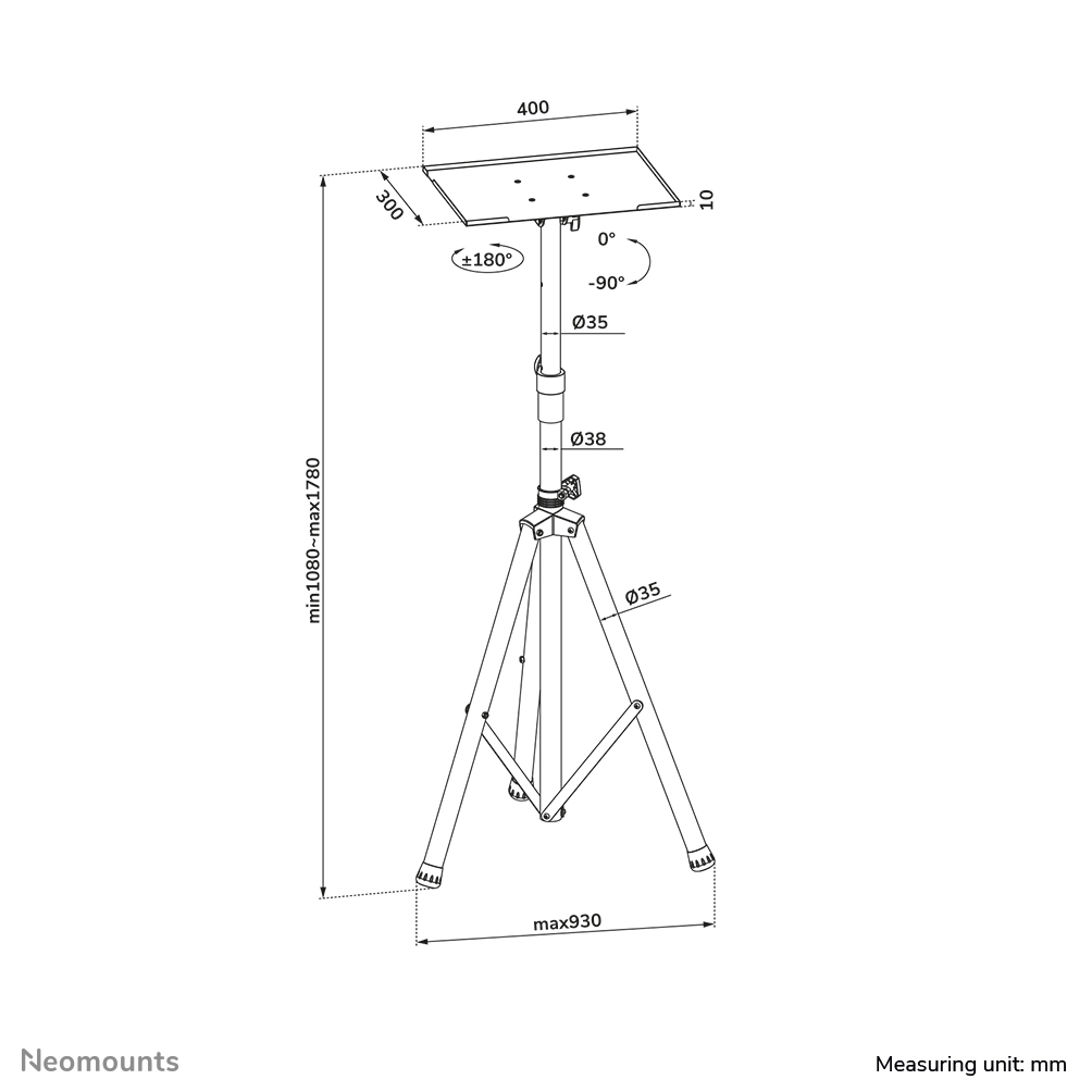 Neomounts Laptop - Projektor & Flachbildschirm Bodenständer - 15 kg - 25,4 cm (10 Zoll) - 81,3 cm (32 Zoll) - 75 x 75 mm - 100 x 100 mm